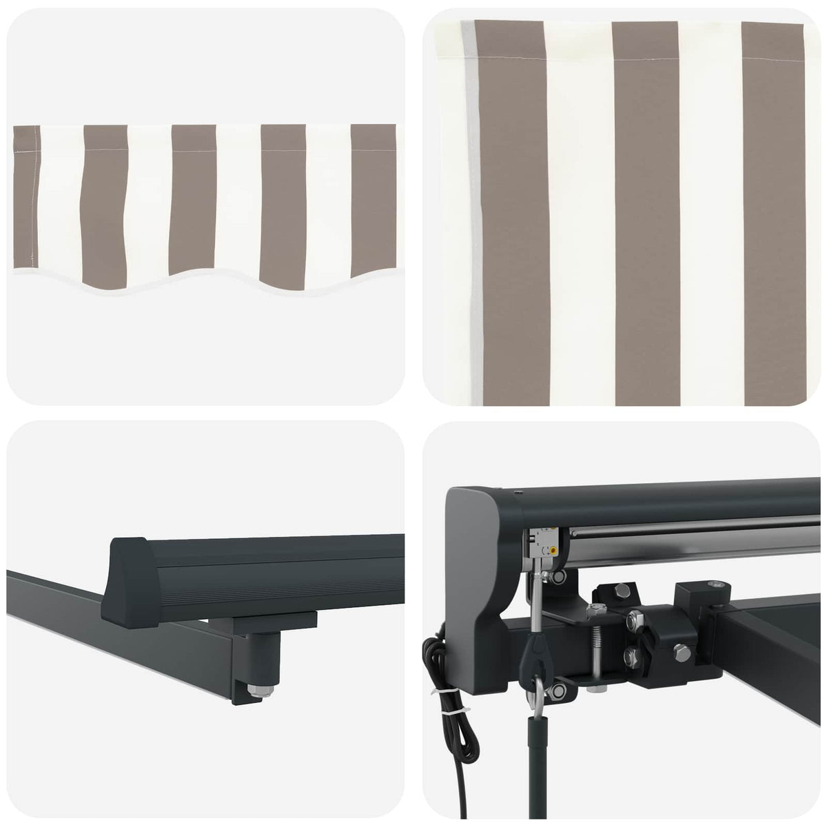 vidaXL Electric Retractable Awning Light Grey and White 5 x 3.5 m 4