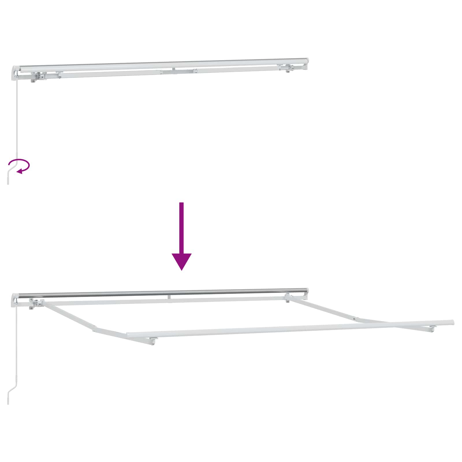 vidaXL Retractable Awning Light Grey and White 600 cm 5