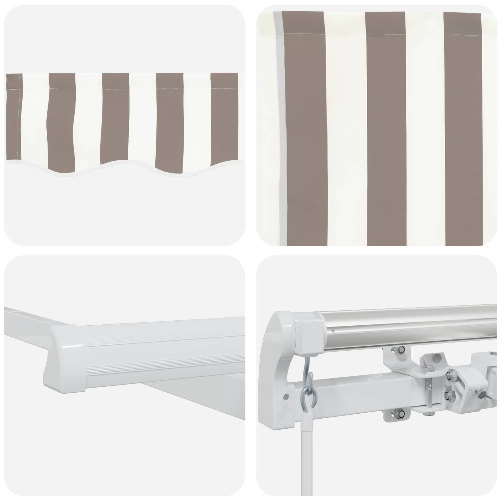 vidaXL Retractable Awning Light Grey and White 600 x 300 cm 6