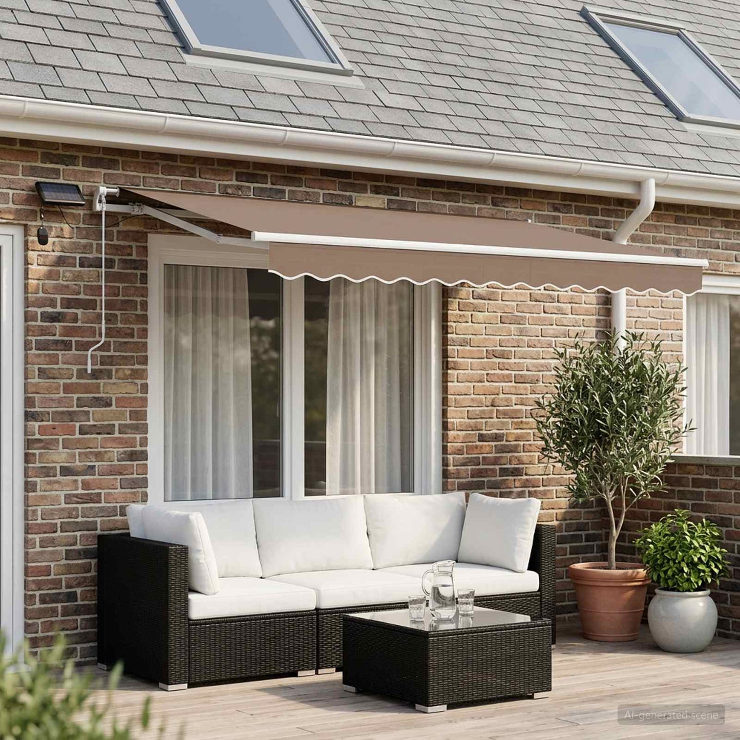 vidaXL Retractable Awning Taupe 600 x 300 cm Fabric and Aluminium 1