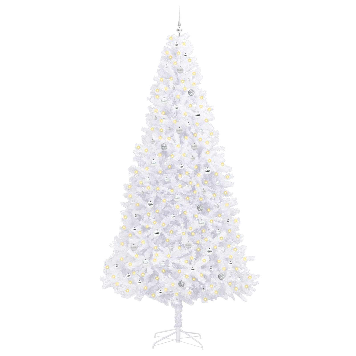 vidaXL Artificial Christmas Tree with Stand White 300 cm PVC and Steel 3