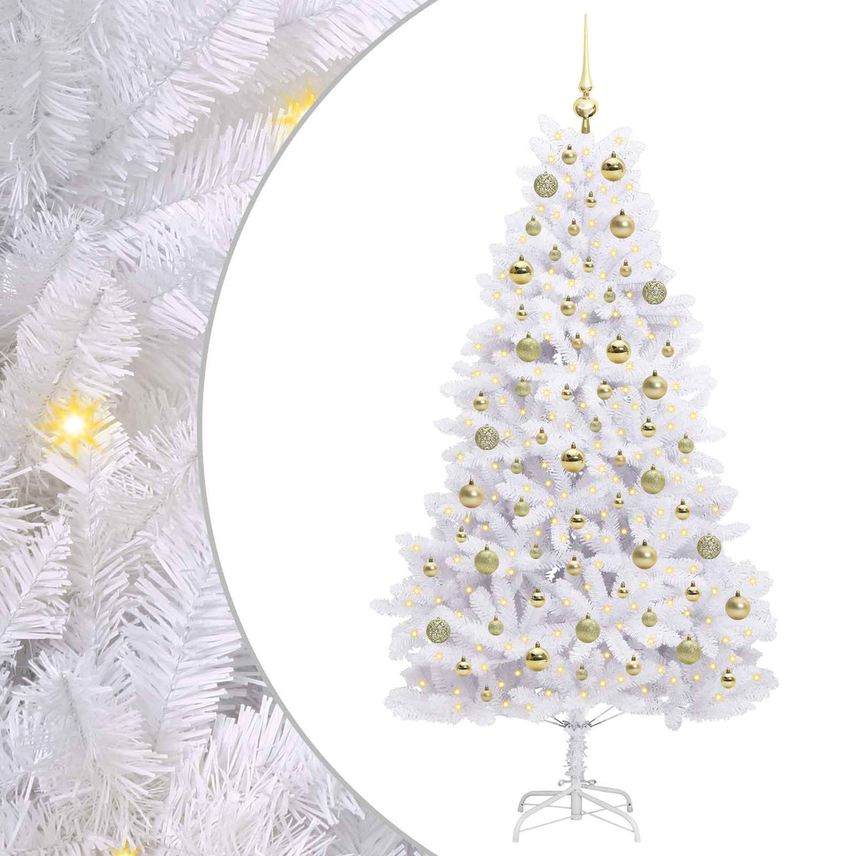 vidaXL Artificial Hinged Christmas Tree White 180 cm PVC and Steel 2