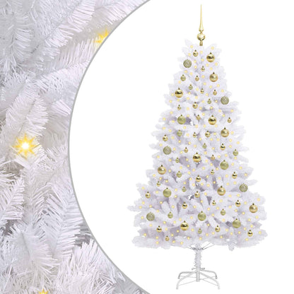 vidaXL Artificial Hinged Christmas Tree White 180 cm PVC and Steel 2