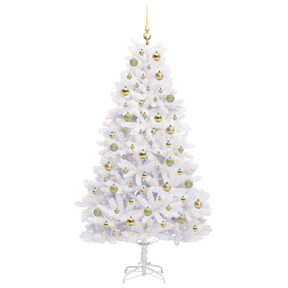 vidaXL Artificial Hinged Christmas Tree White 180 cm PVC and Steel 3