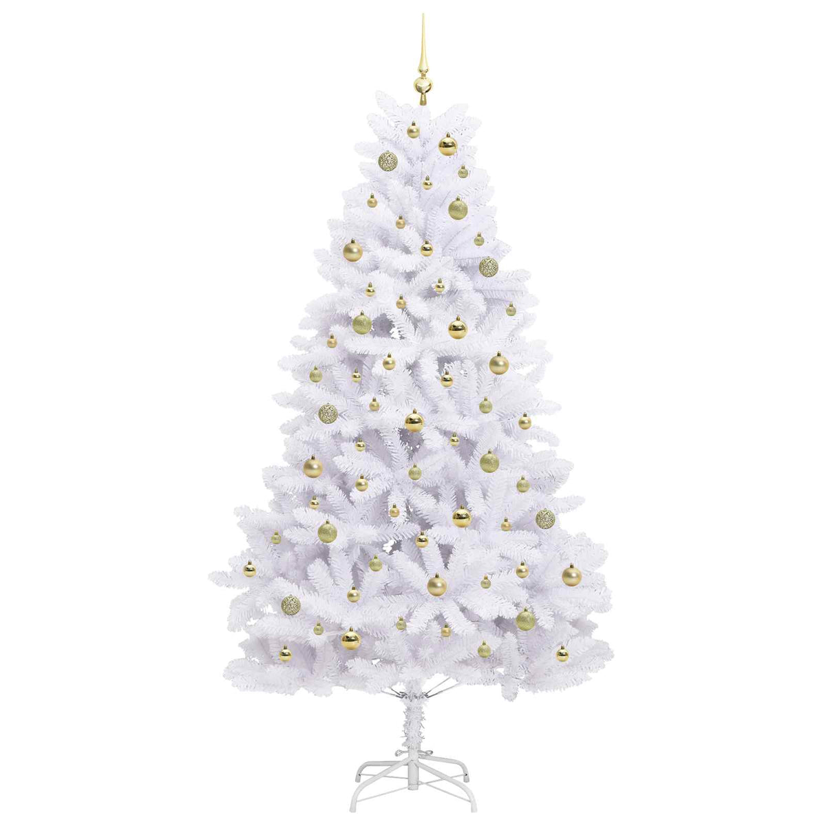 vidaXL Artificial Hinged Christmas Tree White 210 cm PVC and Steel 4