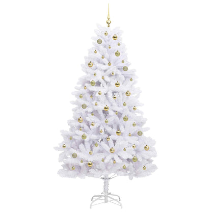 vidaXL Artificial Hinged Christmas Tree White 210 cm PVC and Steel 4
