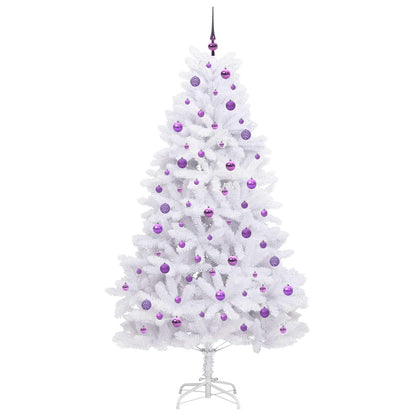 Artificial Hinged Christmas Tree White PVC and Steel 210 cm Lilac