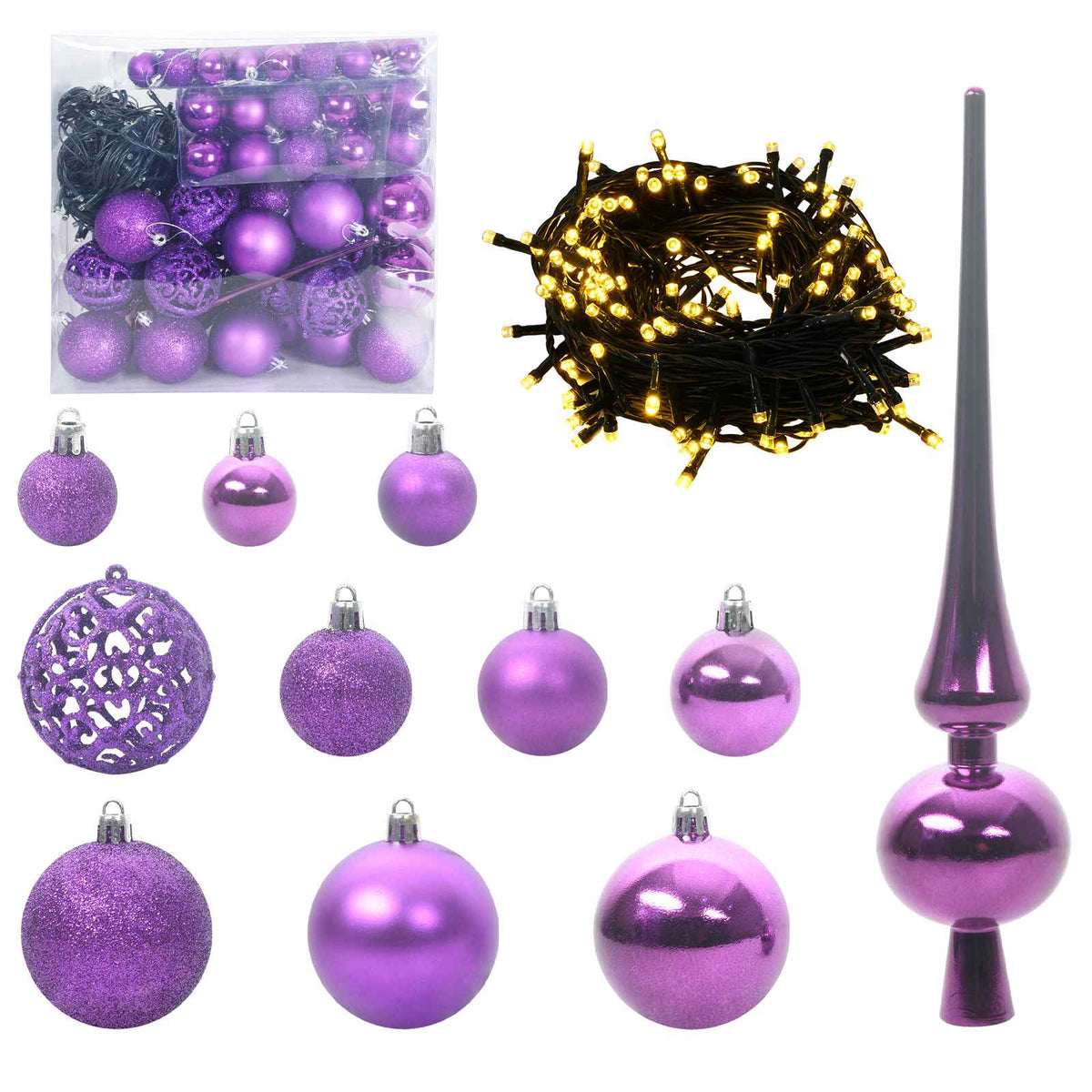 Artificial Hinged Christmas Tree White PVC and Steel 210 cm Lilac