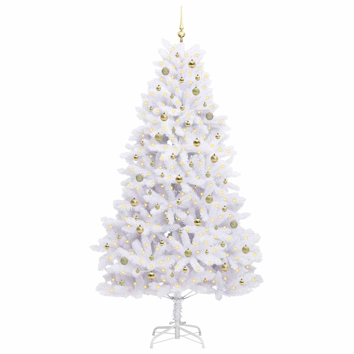 vidaXL Artificial Hinged Christmas Tree White 240 cm PVC and Steel 3