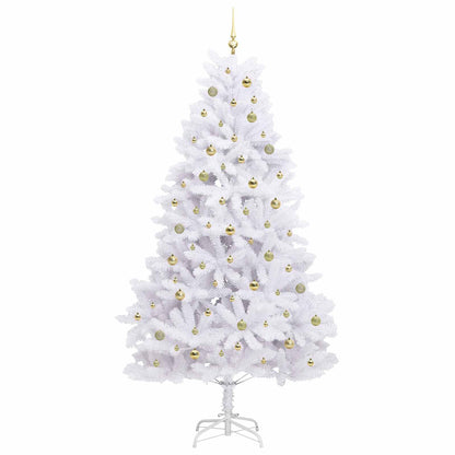 vidaXL Artificial Hinged Christmas Tree White 240 cm PVC and Steel 4