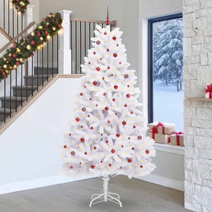 Artificial Hinged Christmas Tree White PVC and Steel 270 cm Red
