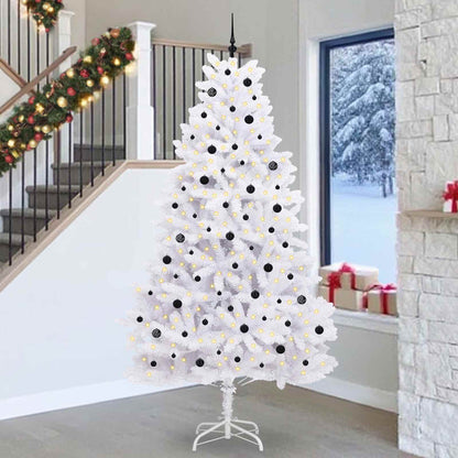 Artificial Hinged Christmas Tree White PVC and Steel 270 cm Black