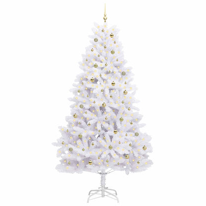 vidaXL Artificial Hinged Christmas Tree White 270 cm PVC and Steel 3