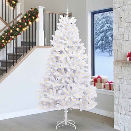 Artificial Hinged Christmas Tree White PVC and Steel 270 cm Silver