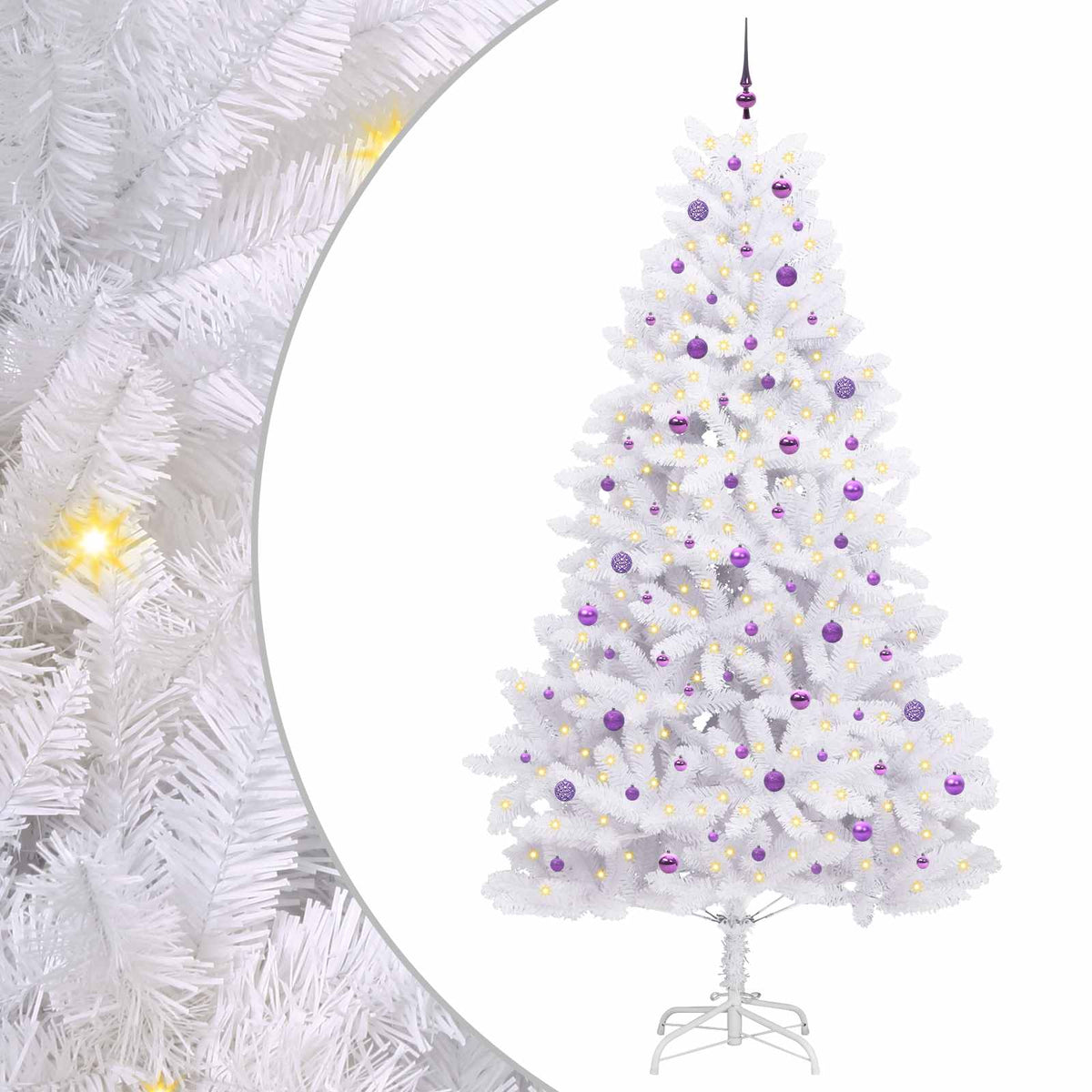 Artificial Hinged Christmas Tree White PVC and Steel 270 cm Lilac