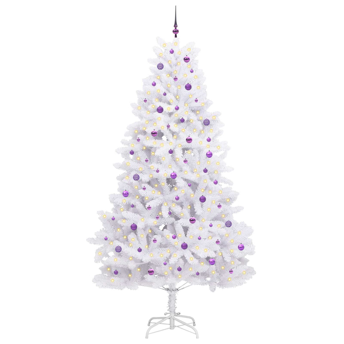 Artificial Hinged Christmas Tree White PVC and Steel 270 cm Lilac