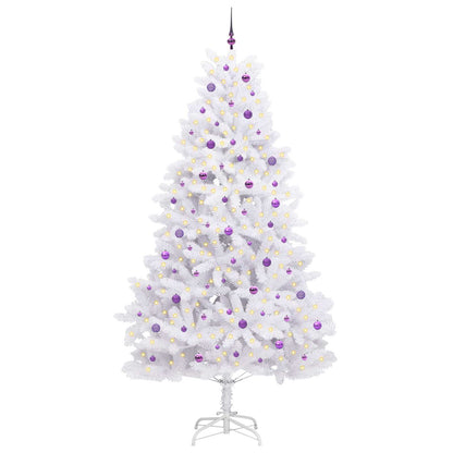 Artificial Hinged Christmas Tree White PVC and Steel 270 cm Lilac