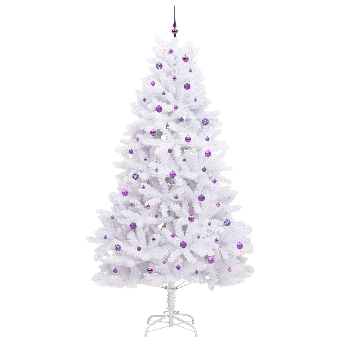 Artificial Hinged Christmas Tree White PVC and Steel 270 cm Lilac