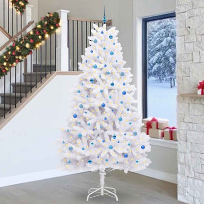 Artificial Hinged Christmas Tree White PVC and Steel 270 cm Blue