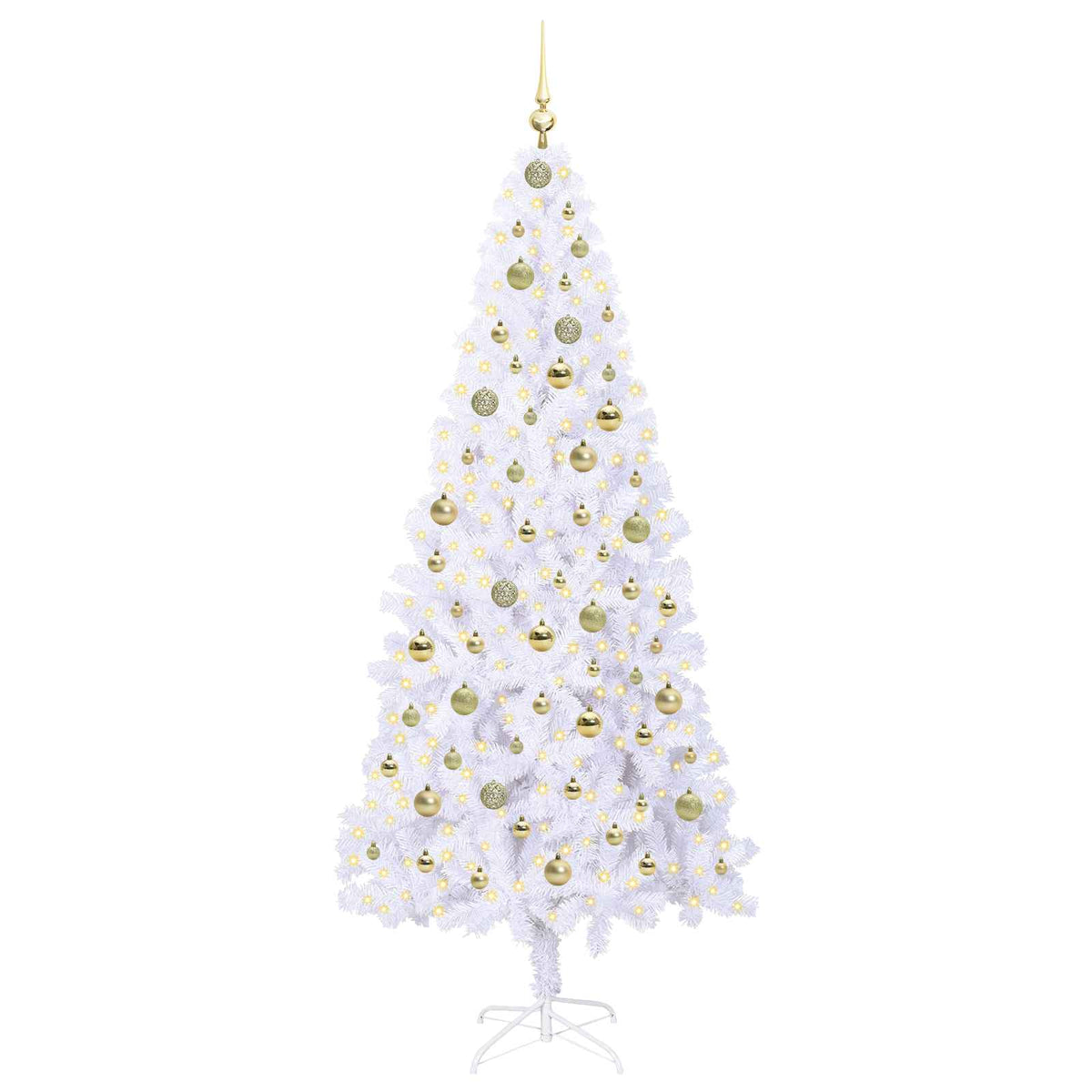 vidaXL Artificial Christmas Tree with Stand White 210 cm PVC and Steel 3