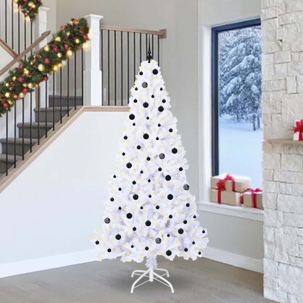 vidaXL Artificial Christmas Tree with Stand White PVC and Steel 240 cm