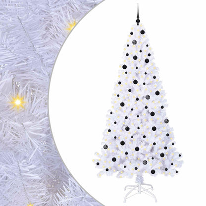 Artificial Christmas Tree with Stand White PVC and Steel 240 cm Black