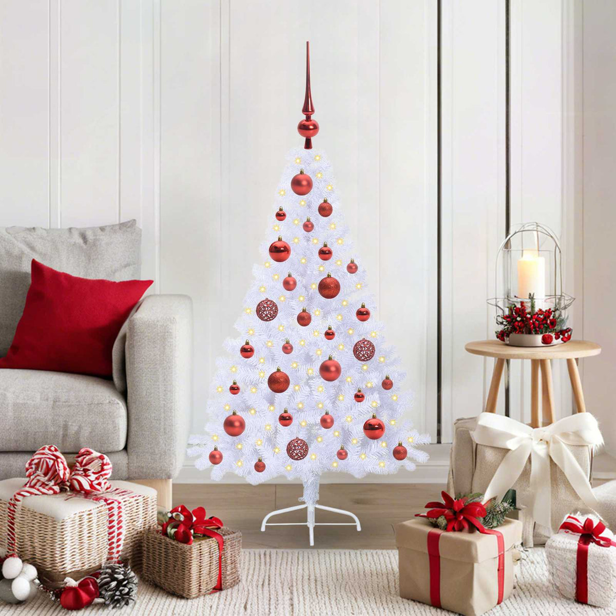 vidaXL Artificial Christmas Tree with Stand White PVC and Steel