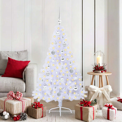 Artificial Christmas Tree with Stand White PVC and Steel Silver 150 cm