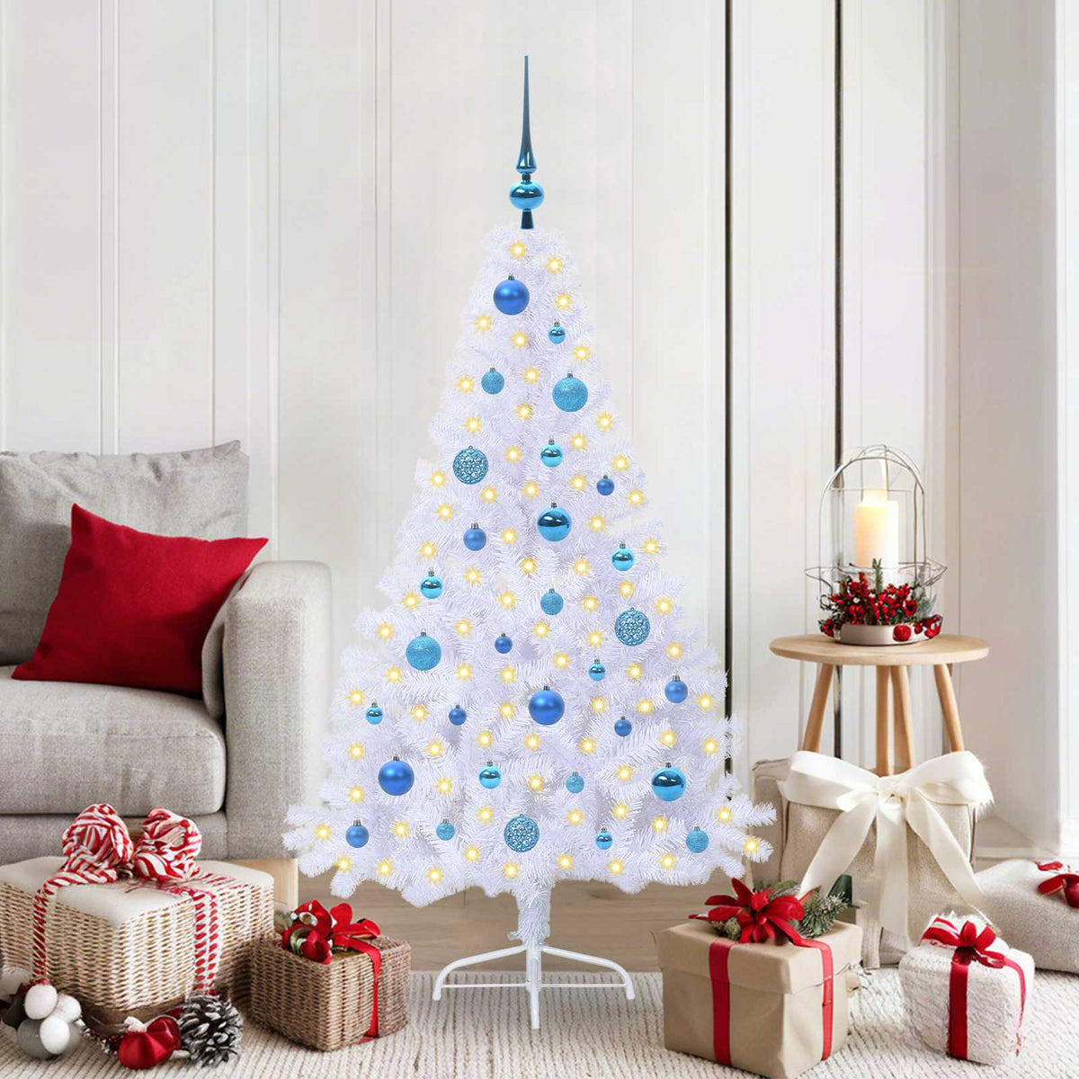 Artificial Christmas Tree with Stand White PVC and Steel Blue 150 cm