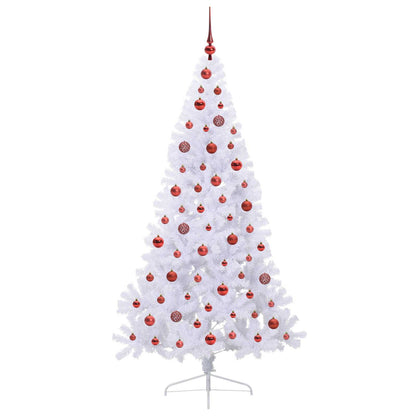 Artificial Christmas Tree with Stand White PVC and Steel Red 180 cm