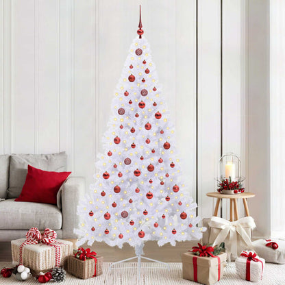Artificial Christmas Tree with Stand White PVC and Steel Red 210 cm