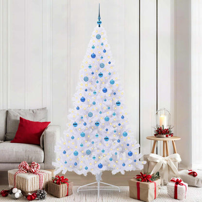 Artificial Christmas Tree with Stand White PVC and Steel Blue 210 cm