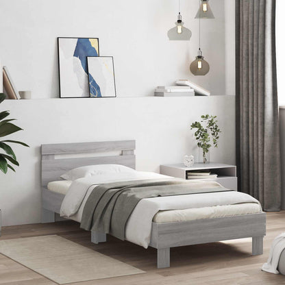 Bed Frame with LED without Mattress Grey Sonoma 80 x 200 cm