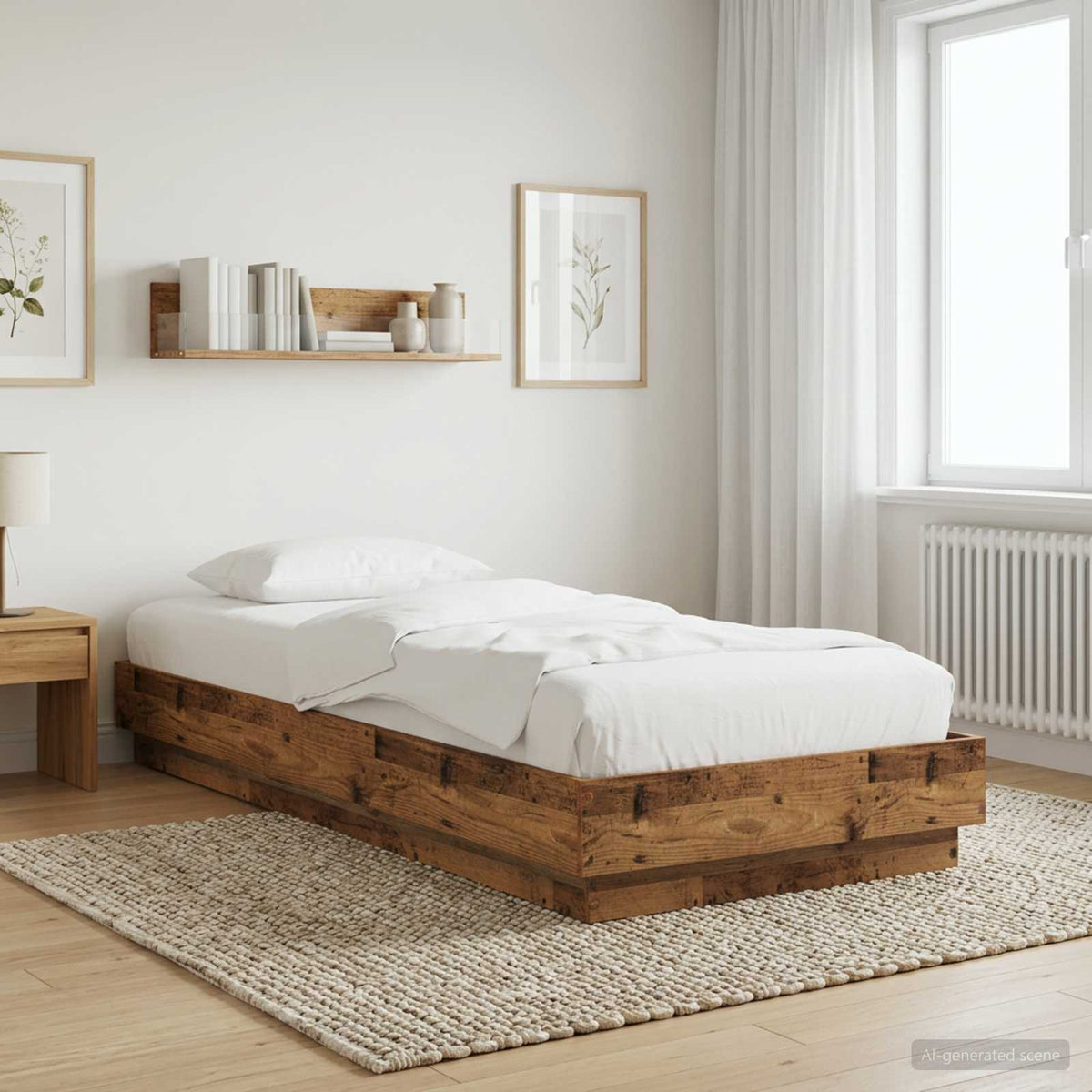 Bed Frame without Mattress Engineered Wood Length 200 cm Old wood 80 cm