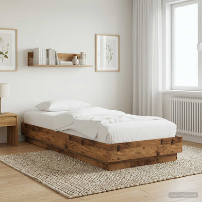 Bed Frame without Mattress Engineered Wood Length 200 cm Old wood 80 cm