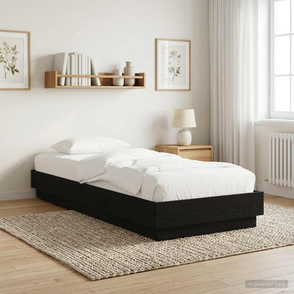 Bed Frame without Mattress Engineered Wood Length 200 cm Black oak 80 cm