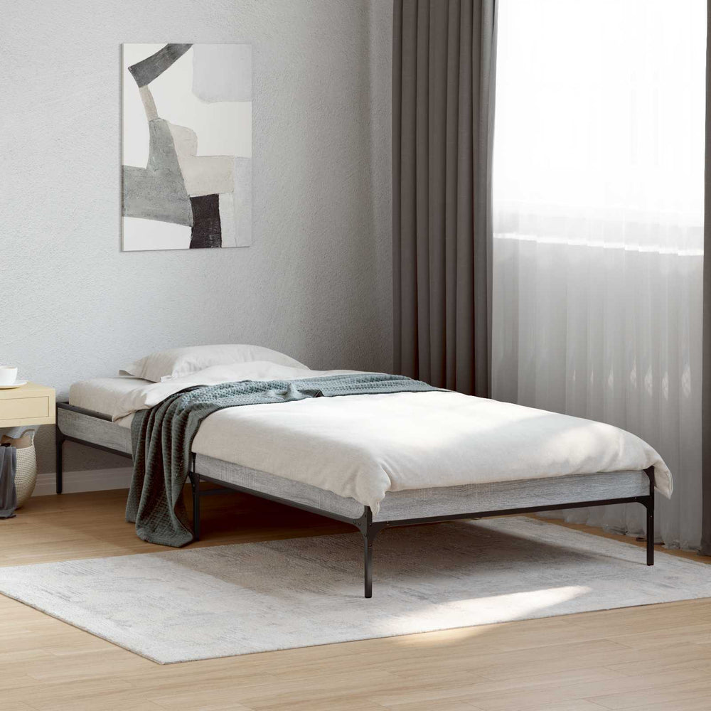 vidaXL Bed Frame without Mattress Height 30 cm Length 200 cm Grey Sonoma