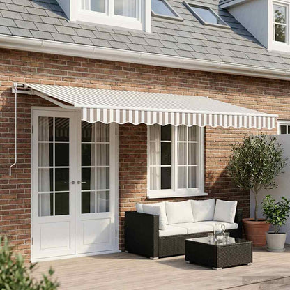 Awning Replacement Fabric 600x300 cm Polyester Drop 3 m Width 6 m Light grey and white
