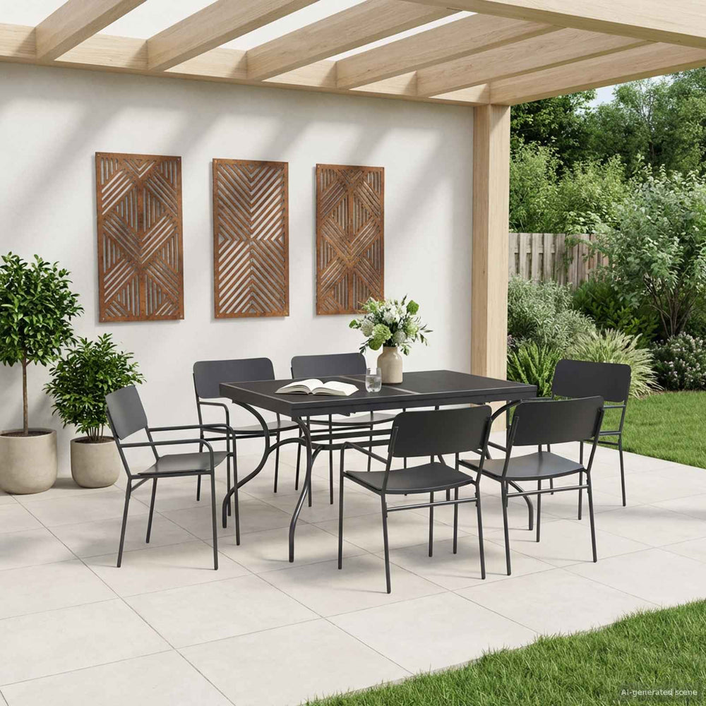 vidaXL Garden Dining Set 7 pcs Anthracite Steel