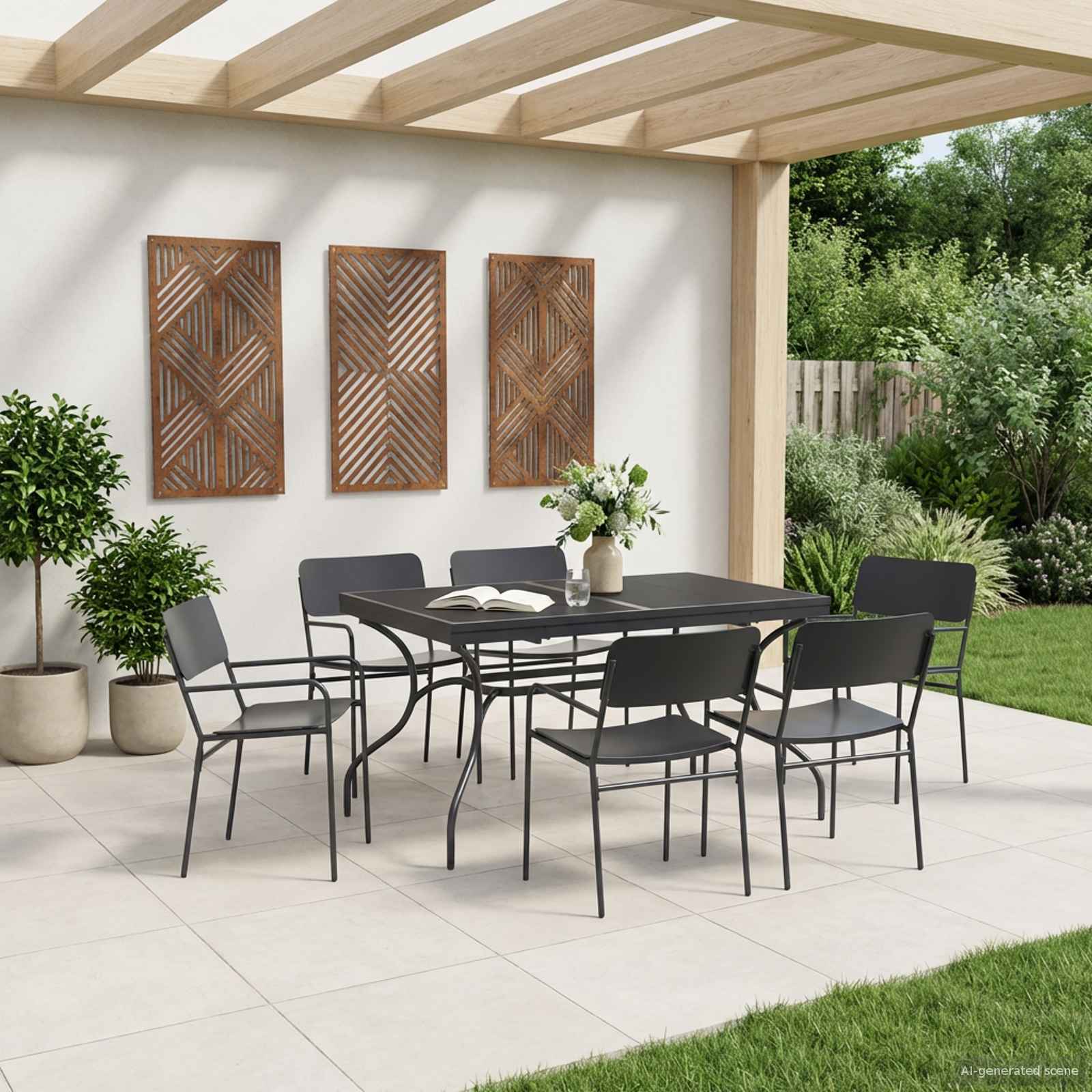 vidaXL Garden Dining Set 7 pcs Anthracite Steel 1