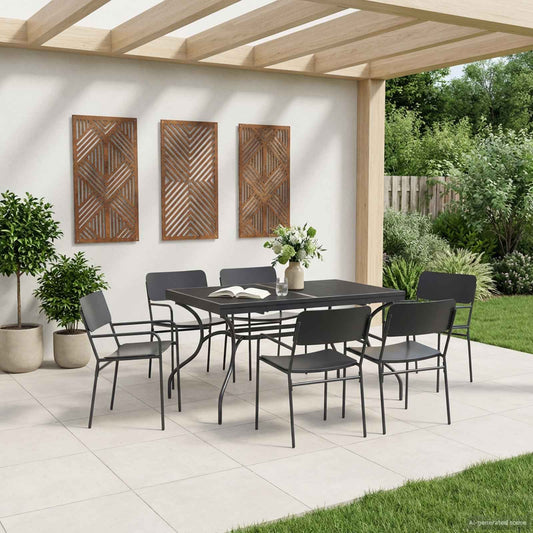 vidaXL Garden Dining Set 7 pcs Anthracite Steel 1