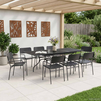 vidaXL Garden Dining Set 9 pcs Anthracite Steel 1
