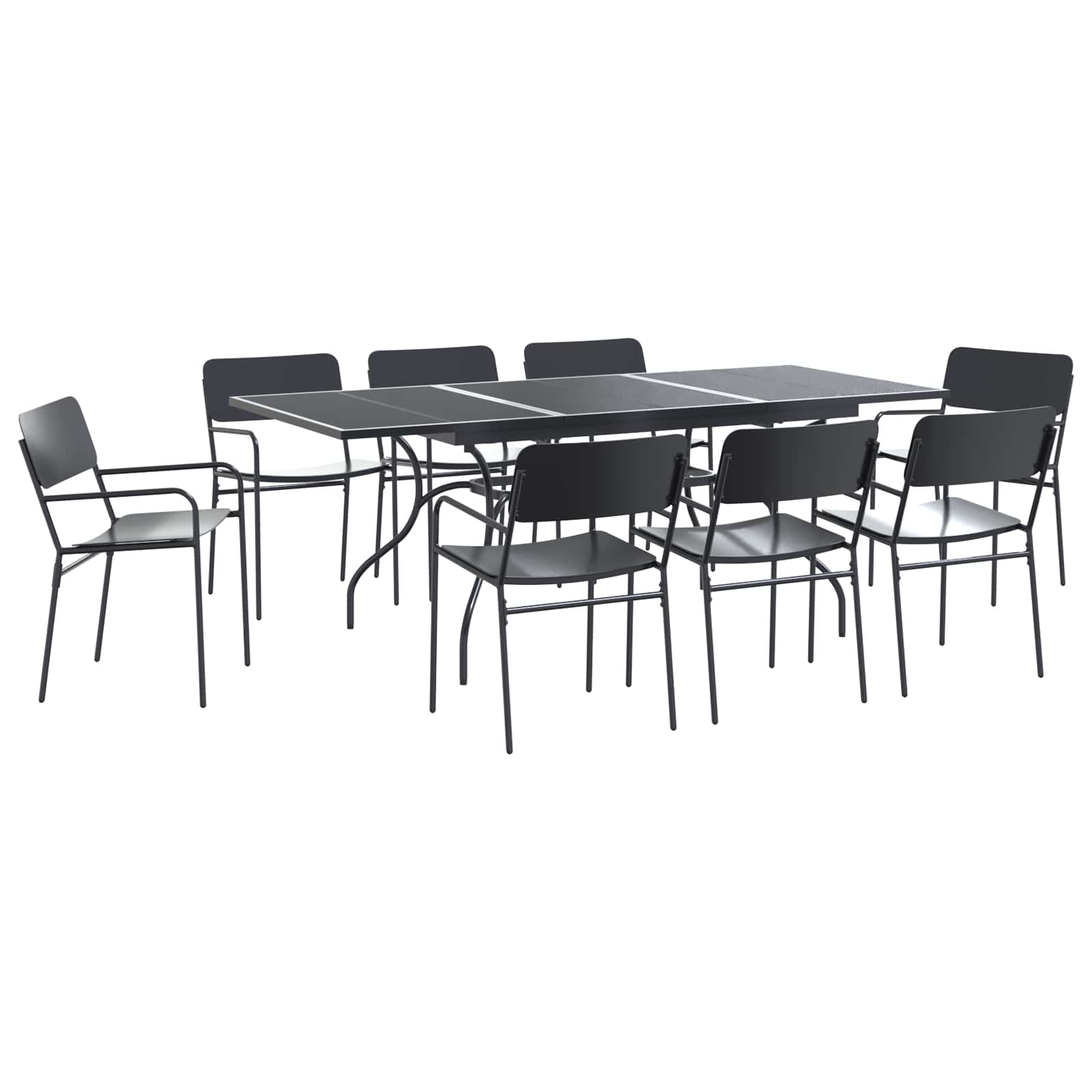 vidaXL Garden Dining Set 9 pcs Anthracite Steel 2