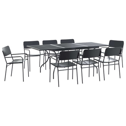 vidaXL Garden Dining Set 9 pcs Anthracite Steel 2