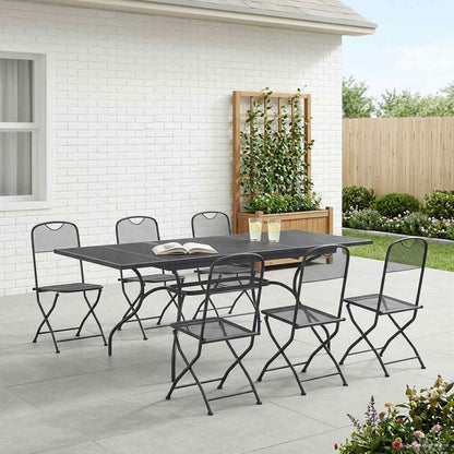 vidaXL Garden Dining Set 7 pcs Anthracite Mesh and Steel 1