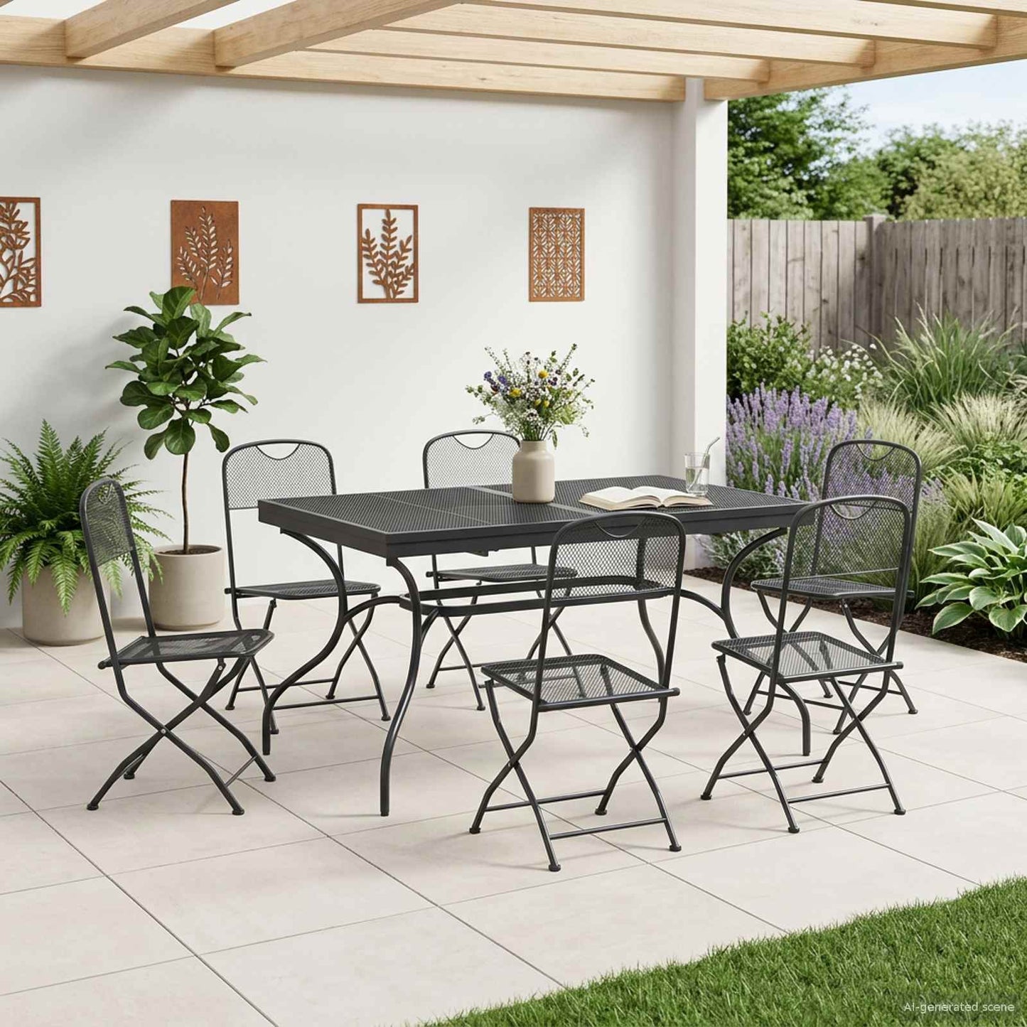 vidaXL Garden Dining Set 7 pcs Anthracite Mesh and Steel 3