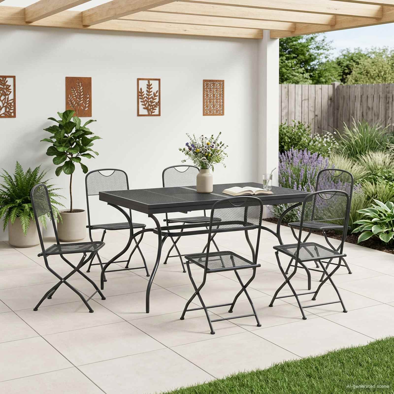 vidaXL Garden Dining Set 7 pcs Anthracite Mesh and Steel 3