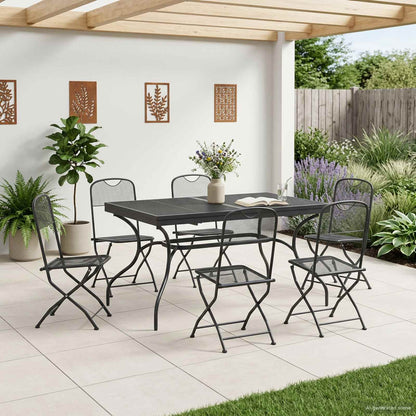 vidaXL Garden Dining Set 7 pcs Anthracite Mesh and Steel 3