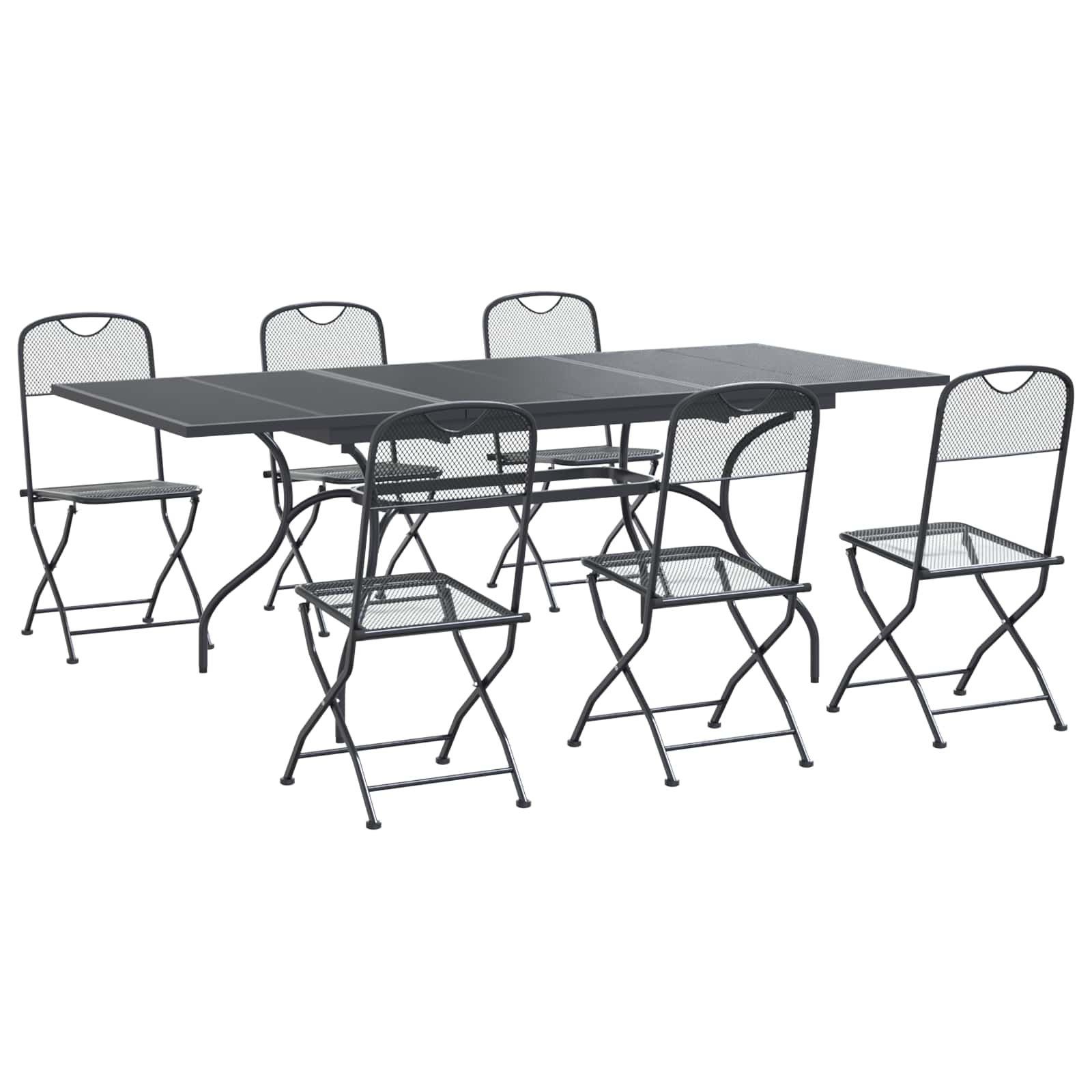 vidaXL Garden Dining Set 7 pcs Anthracite Mesh and Steel 2