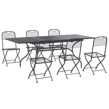 vidaXL Garden Dining Set 7 pcs Anthracite Mesh and Steel 2